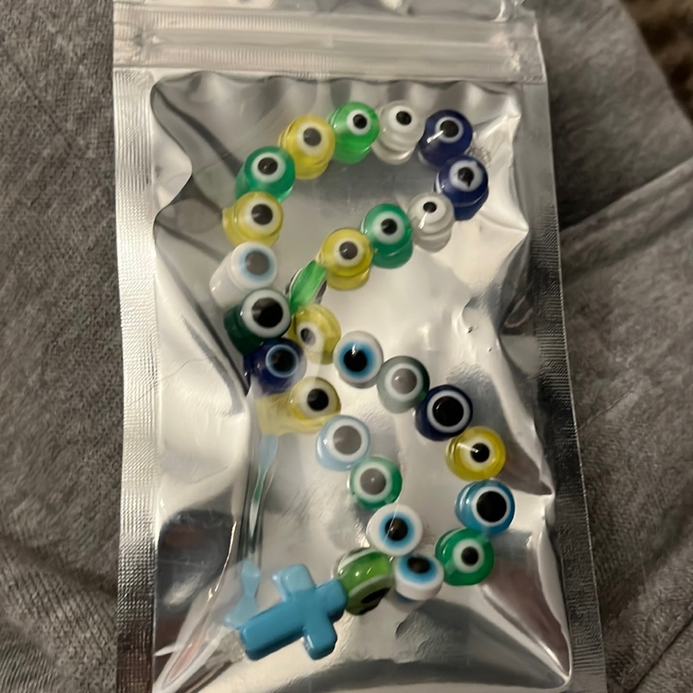 Handmade Evil eye bracelet with cross